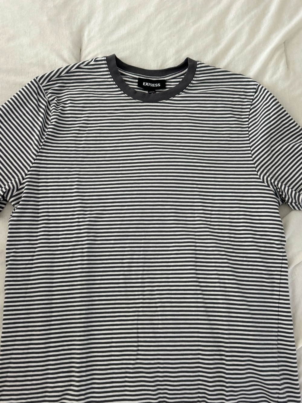 Express Black & White Striped Short Sleeve Tee